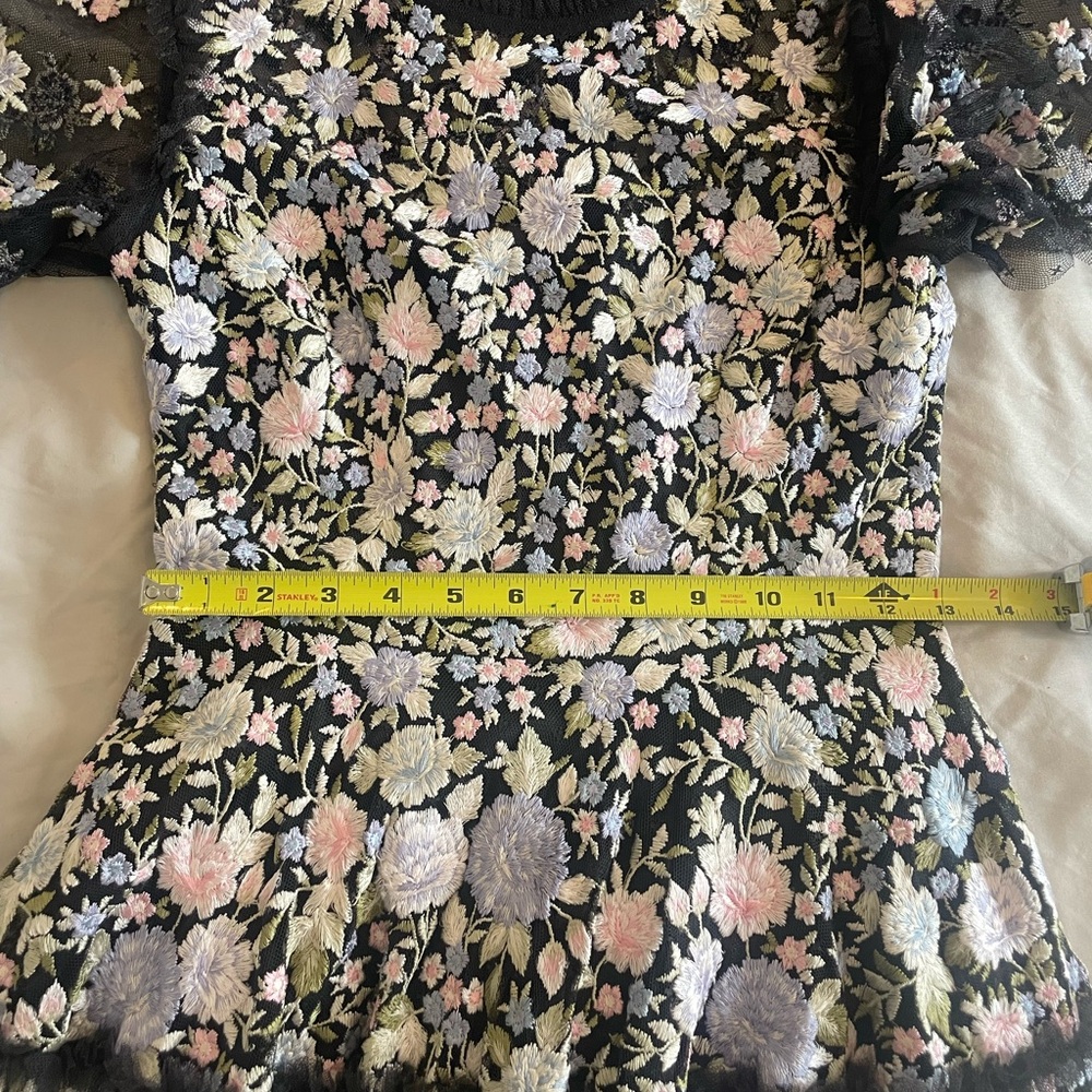 Needle & Thread Floral Lace-Trim Black Maxi Dress with Pastel Blooms - Picture 4 of 7